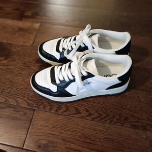 Kids White and Black Athletic Sneakers - Casual Lace-Up